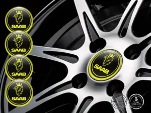 Saab Emblemi Ruota Stile Adesivo Cupola Silicone